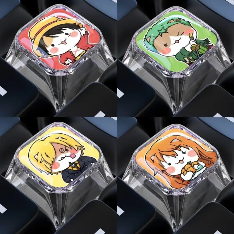 Keycap Meccanico 1U a Croce per Tastiera, Versione Q One Piece, Personaggi Carini: Nami, Luffy, Roronoa Zoro, Tony Chopper, Jinbe
