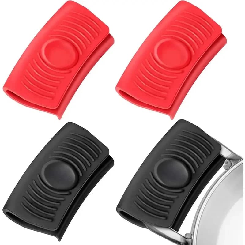 2pcs Silicone Pot Handle Grip Covers Anti-Scald Anti-Slip Heat Resistant Clips for Cast Iron Skillet Frying Pan