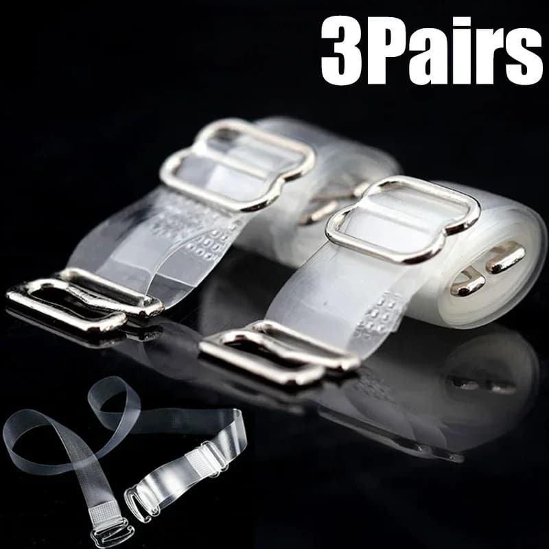 3 Pairs Transparent Bra Straps Invisible Detachable Silicone Women's Elastic Belt Adjustable Non Slip Intimates Shoulder Strap