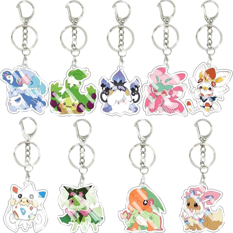 Pocket Monsters Acrylic Keychain Lilligant Hatterene Delphox Togepi Sylveon Sprigatito Double-sided Print Key Ring Pendant Gifts