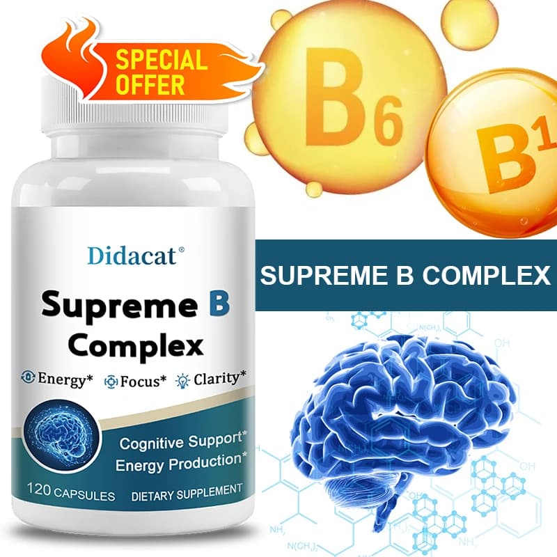 Capsule di Complesso Vitaminico B, Integratore Quotidiano Essenziale di Vitamina B per Energia, Umore, Sistema Nervoso e Benessere Immunitario