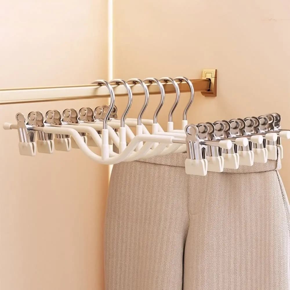 10 Pieces Hooks Stainless Steel Dresses With Clips for Trousers, PVC Coats Anti-slip, Without Traces, Windproof, to Dry Clothes and Jeans