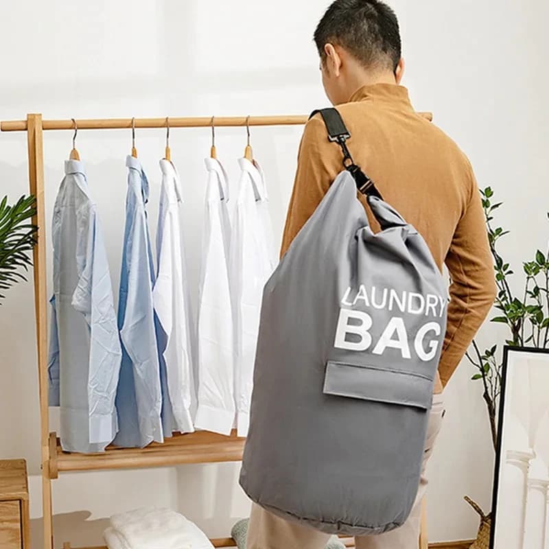 Adjustable shoulder straps and basket for pocket clothes 71 liters linen bag Bed linen basket Room organizer backpack with