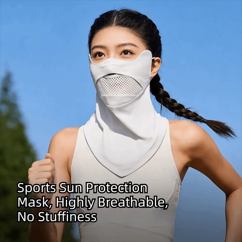 Maschera estiva regolabile in seta ghiaccio, anti-UV, traspirante, protezione solare, sottile, tinta unita, per donna/ragazza