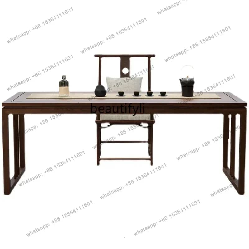 New Chinese Style Desk Old Elm Solid Wood Zen Tea Table and Chair Set Elm Designer Calligraphy Desk Living Room Painting D