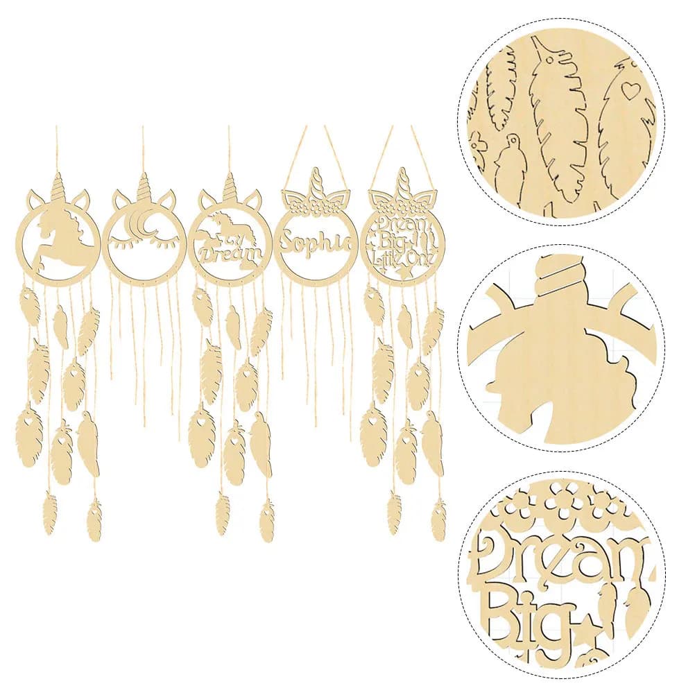 5Sets Dream Catcher Making Kit Unicorn DIY Wall Decor DIY Dream Catcher Material Package for Home Bedroom Nursery