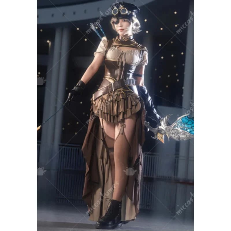 Miccostumes's-8 FF Cosplay Costume Top Skirt with Hat and Thigh-high Stockings