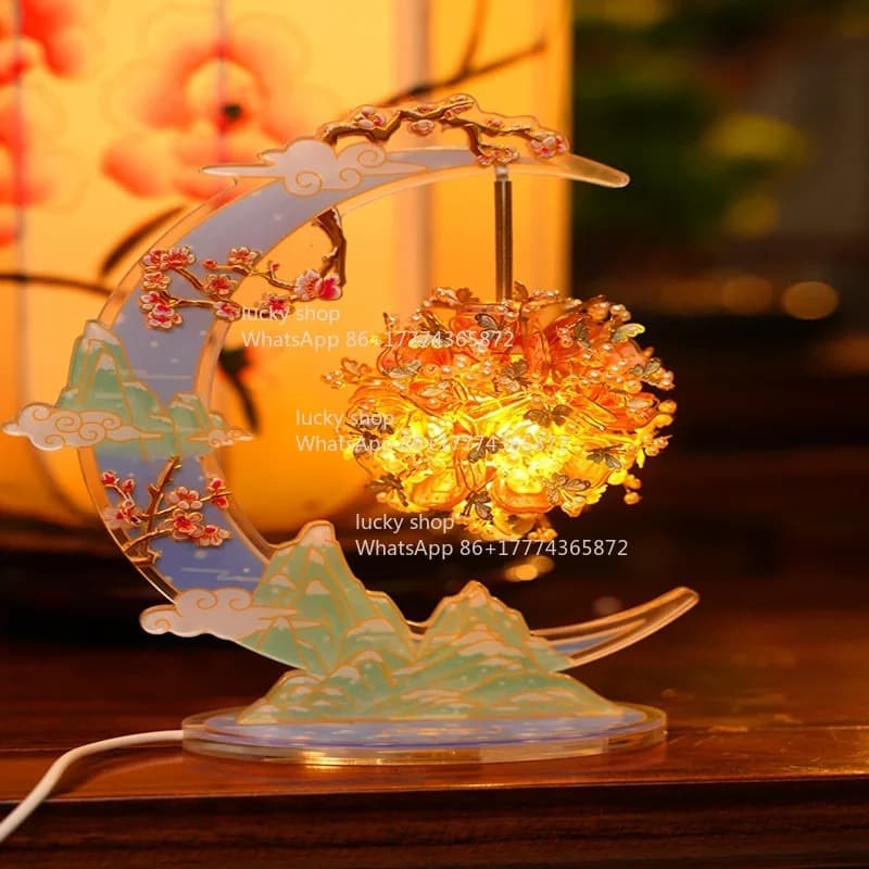 Moon Shadow Flower Night Light Metal Puzzle 3D Three-dimensional Assembly Model Gift Ornament