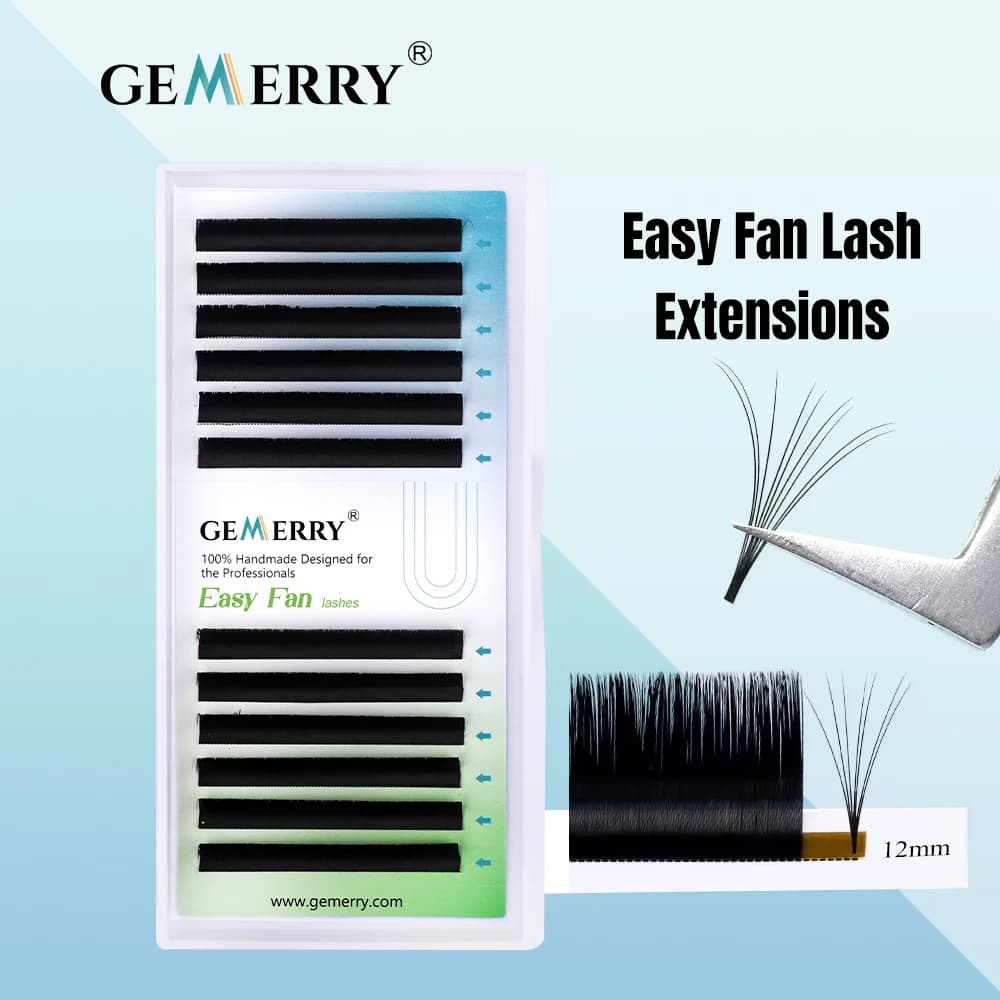 Ciglia Finte GEMERRY Easy Fan in Visone Sintetico, Extension Ciglia Lunghezza Mista 8-14 mm, Ciglia Effetto Blooming 2D 3D 5D 6D 8D, Ciglia Volume Russo