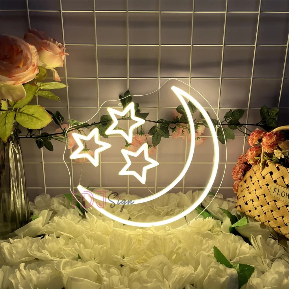 Insegna al neon Ramadan per parete Party Club Eid Mubarak Decor Neon Light Musulmano Porta finestra Decorazione islamica della camera da letto del soggiorno