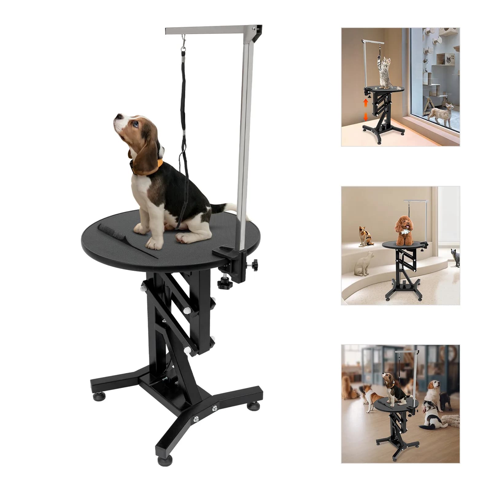 Tavolo Elettrico Girevole per Toelettatura Cani con Supporto Regolabile per la Cura Professionale degli Animali Domestici