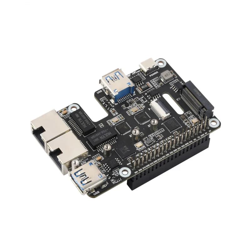 For PCIe Raspberry Pi 5 expansion card, Ethernet USB 2.5G 3.2 M.2 NVMe SSD HAT + compatible with adapter