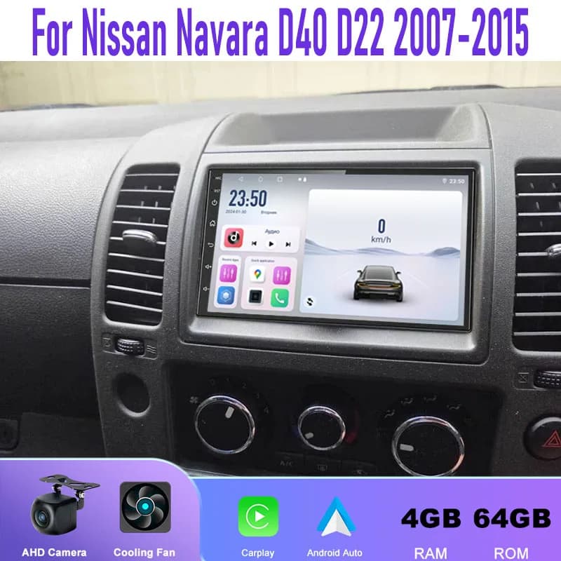 7 ''Radio Per Nissan Navara D40 D22 2007-2015 Wireless Apple Carplay Android 13 Stereo GPS Navi 4 + 64GB BT Sistema Intelligente