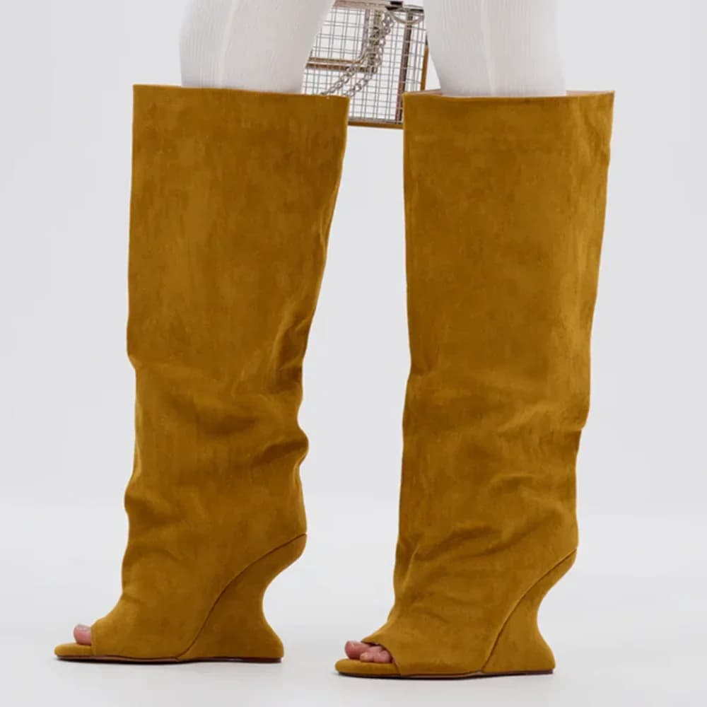 Boots slouchy peep toe strange style suede sexy tip Toe Accepts new personalized arrivals Fashionable woman boots