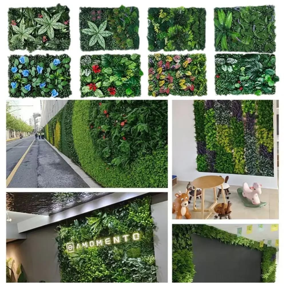 Pannello di Piante Artificiali 60*40cm, Fogli di Piante Simulate di Acero Fai-da-Te, Foglie di Felce Artificiale Realistiche con Protezione UV