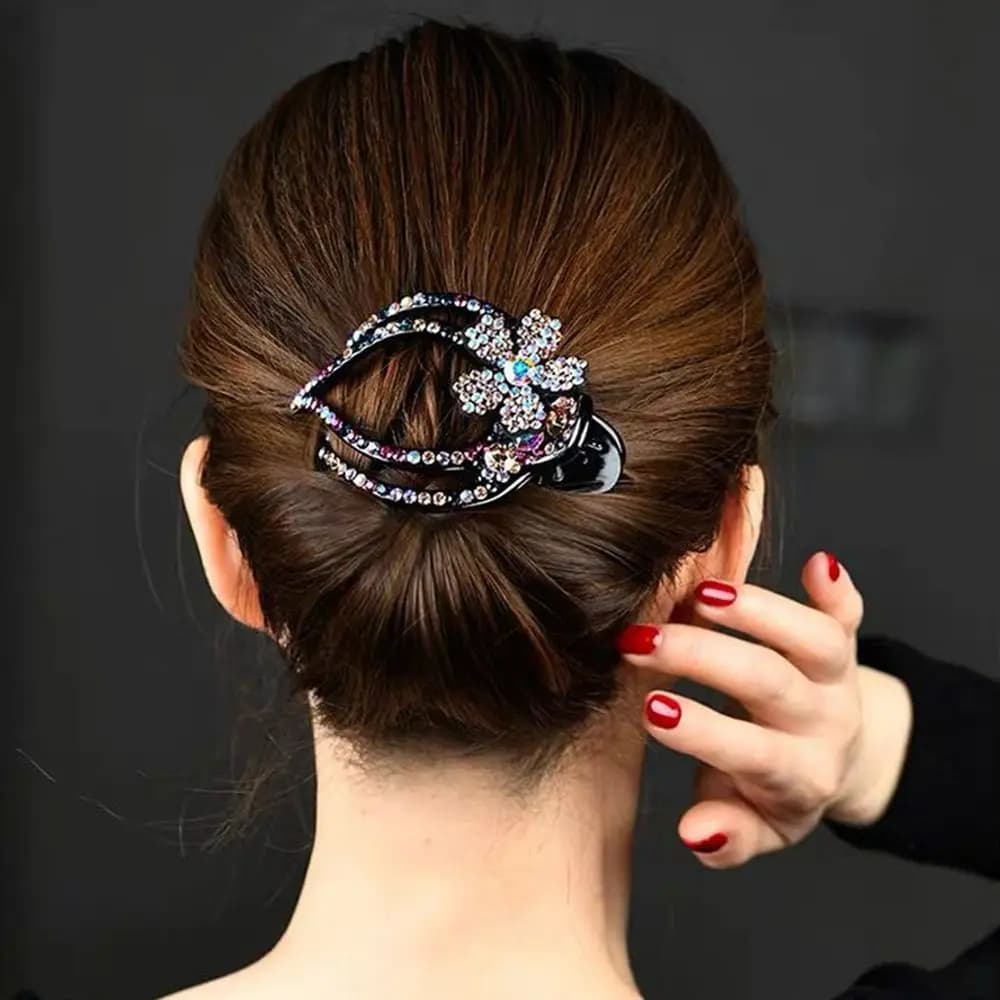 Crystal Headwear Flexible Hairpins Hollow Claws Rhinestone Hair Clip Acrylic Heart Flower