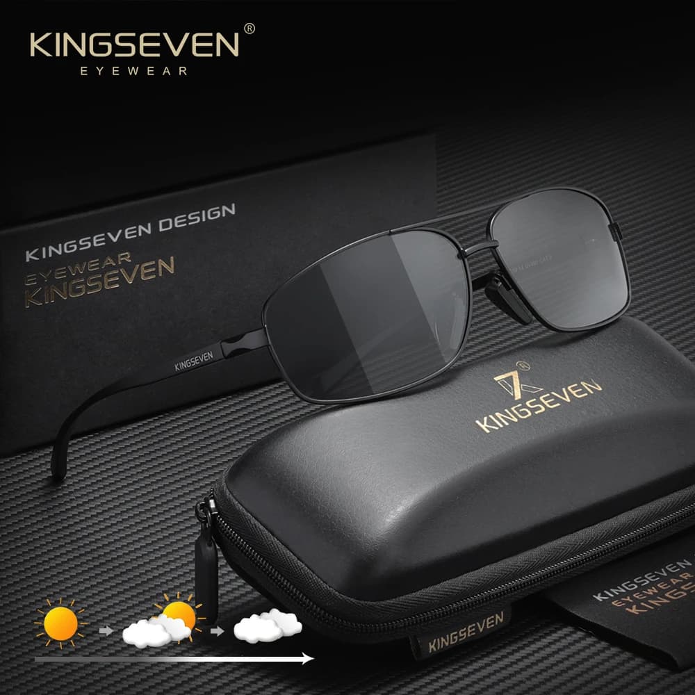 KINGSEVEN Male Sunglasses Man Woman Outdoor Guide Retro Protective Glasses Rectangular Frame UV400 Polarized Fashion