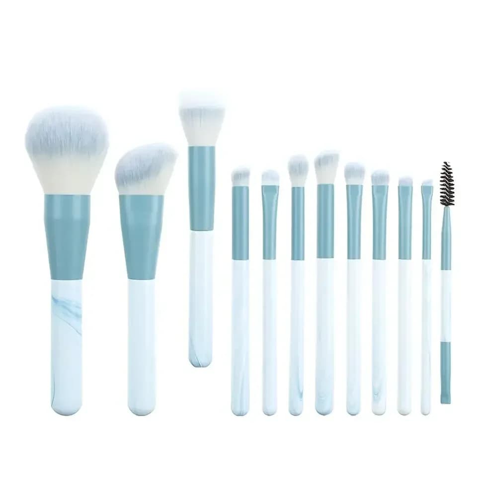 Set di 12 pennelli morbidi per trucco, per fondotinta, fard, cipria, ombretto, correttore e sfumatura.