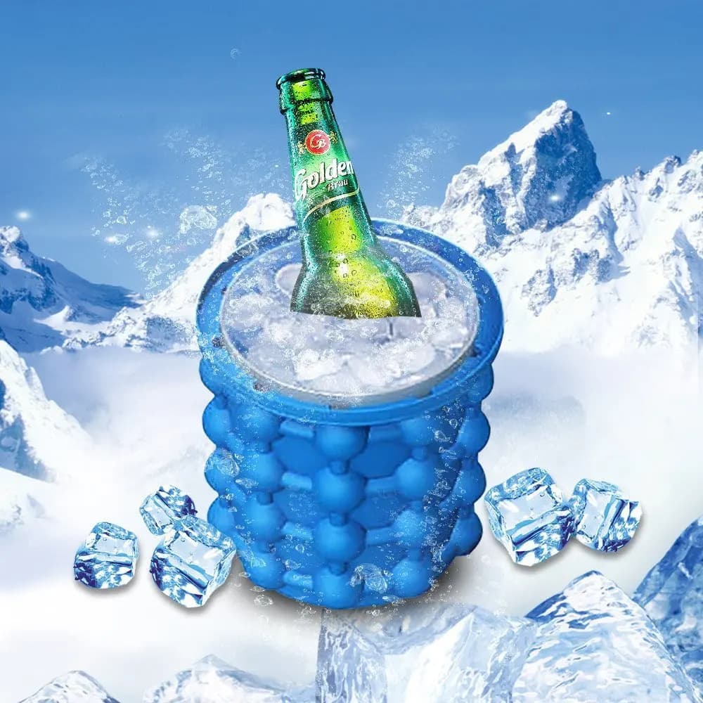 Secchi per il ghiaccio in silicone Stampo per cubetti di ghiaccio per uso alimentare Contenitore per il ghiaccio portatile per tazza di raffreddamento rapido Bottiglia di raffreddamento per birra da champagne Secchiello per il ghiaccio