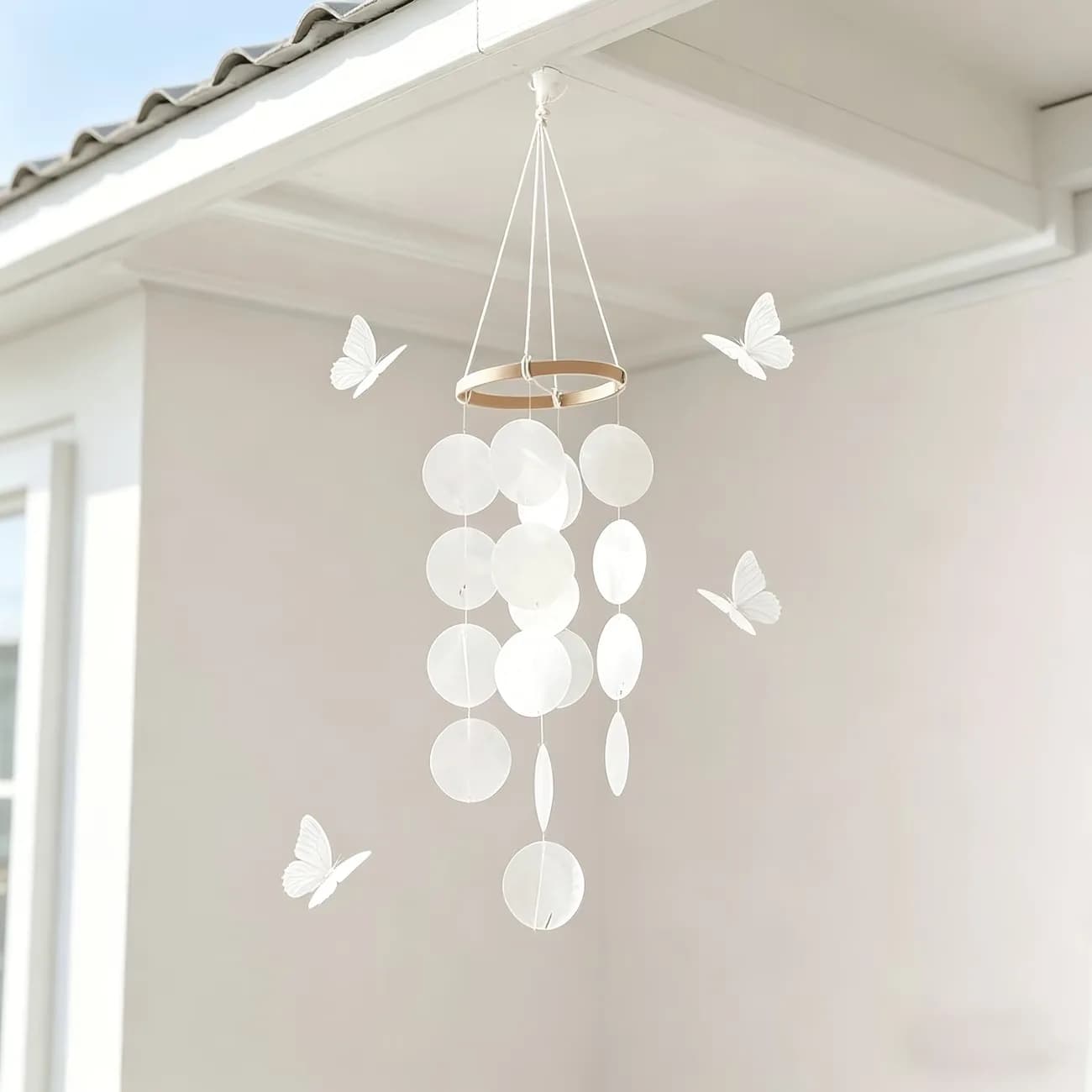 30Pcs White round Capiz Shells Natural Holes DIY Wind Chimes Jewelry Crafting Home Decor Shell Size Approx 2-3cm