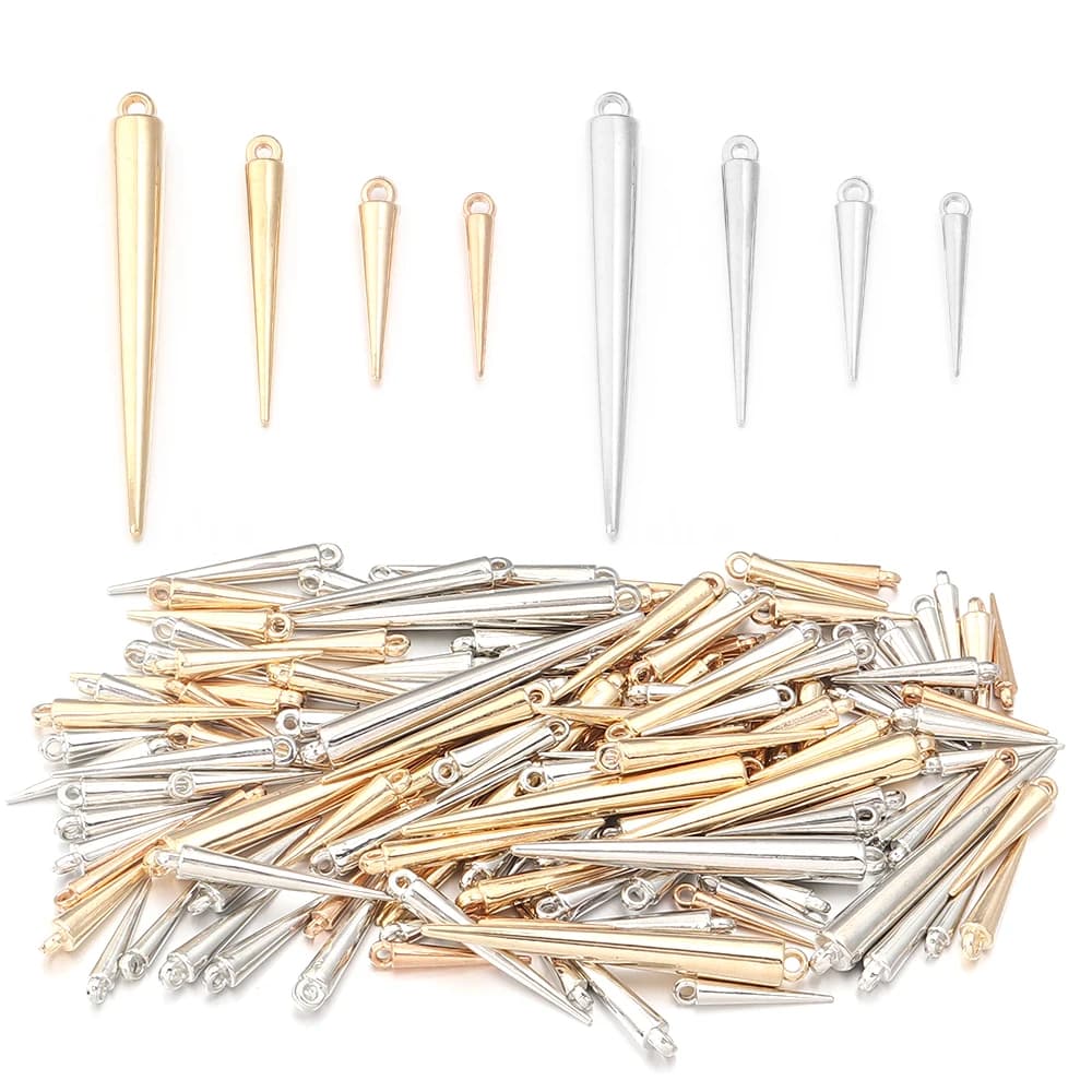 50-200pcs/lot CCB Plastic Cone Charms Punk Spike Tear Rivet Pendants for Bracelet Necklace Earrings DIY Jewelry Making Findings