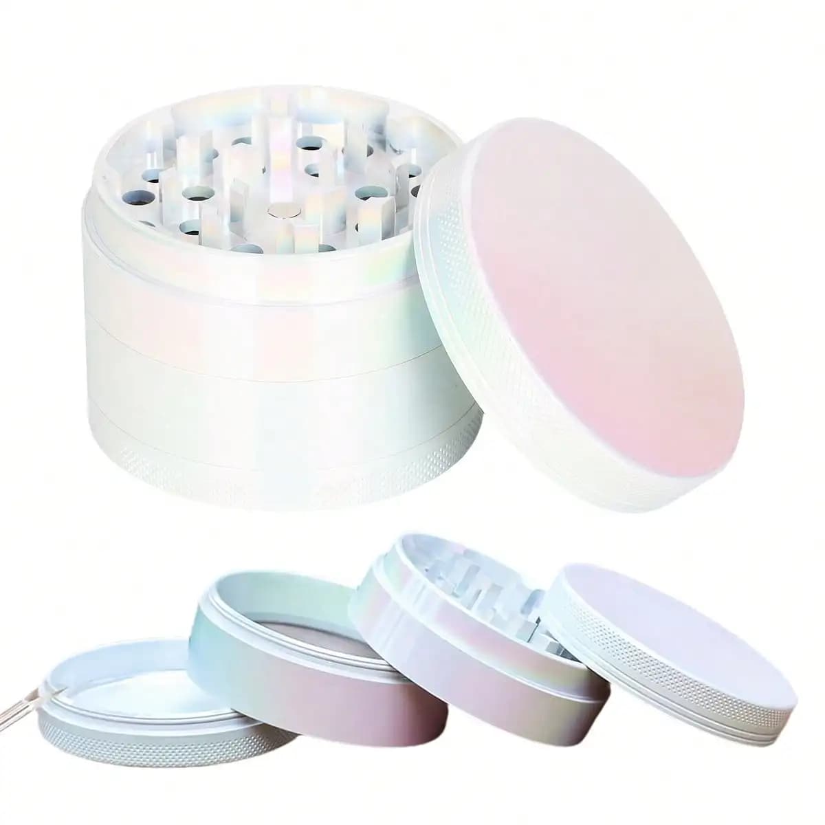 Smerigliatrice per erbe color metallo da 1.6/2 pollici 4 strati Manuale Spezie Mulino per sale Malta Erba Smerigliatrice per tabacco Strumento per sigarette Accessori per il fumo