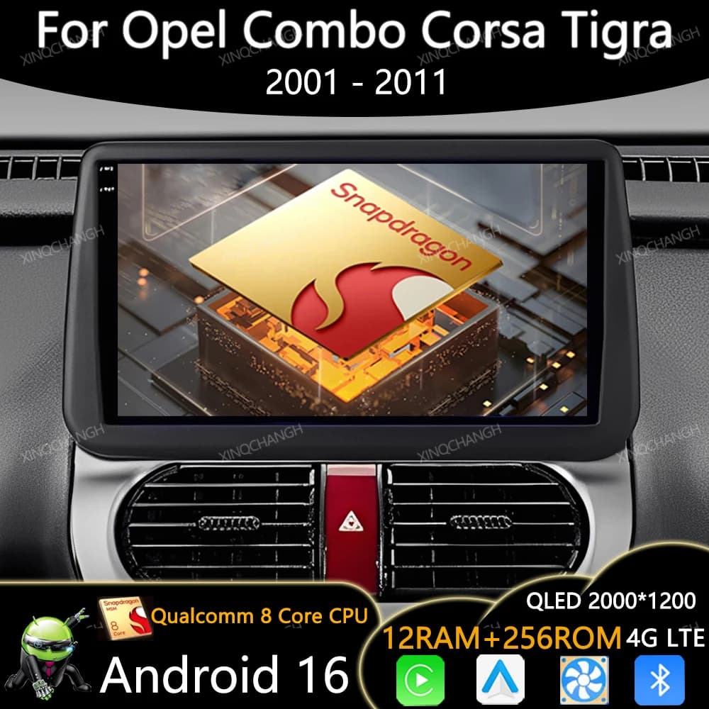 Android 16 Car Radio For Opel Combo Corsa Tigra 2001 - 2009 2010 2011 Multimedia Video Player 2DIN GPS 4G LTE 5G WIFI Navigation
