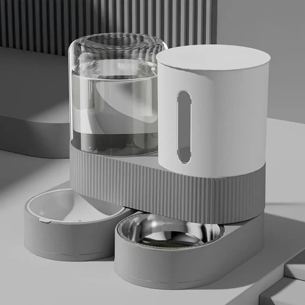 Distributore Automatico di Cibo e Acqua 2-in-1 per Gatti e Cani con Ciotola in Acciaio Inox 1pz