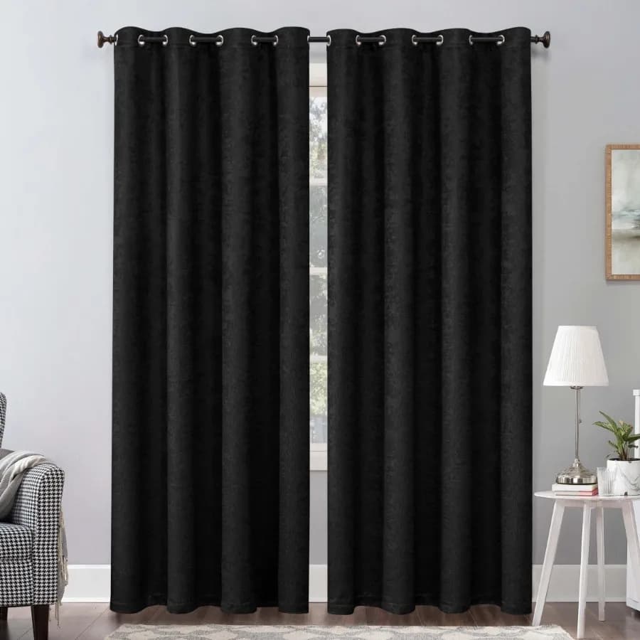 Blackout Curtains 2 Panels Room Darkening Grommet Curtain Drapes Black 53"x84"