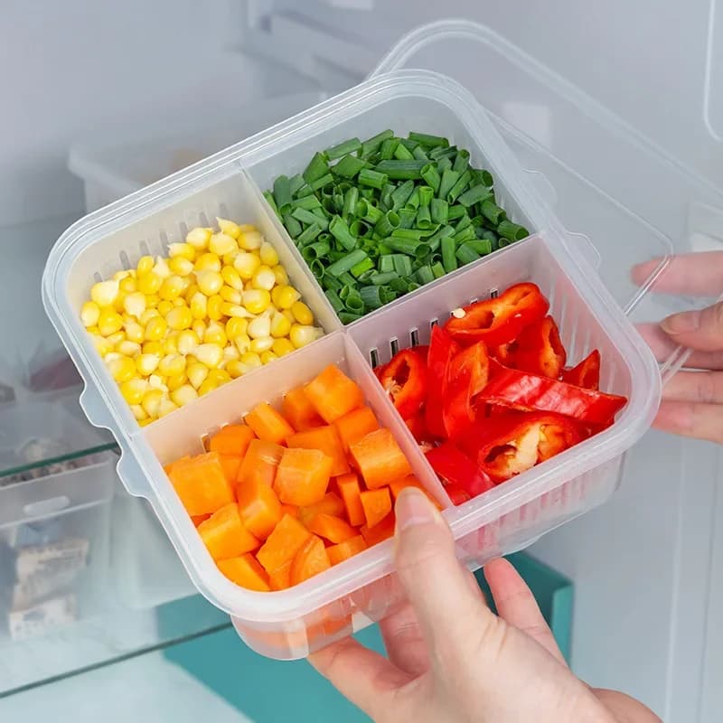Refrigerator Storage Box Fresh fruit and vegetable storage Plastic sealed boxes Exhaust basket Kitchen food container for refrigerator