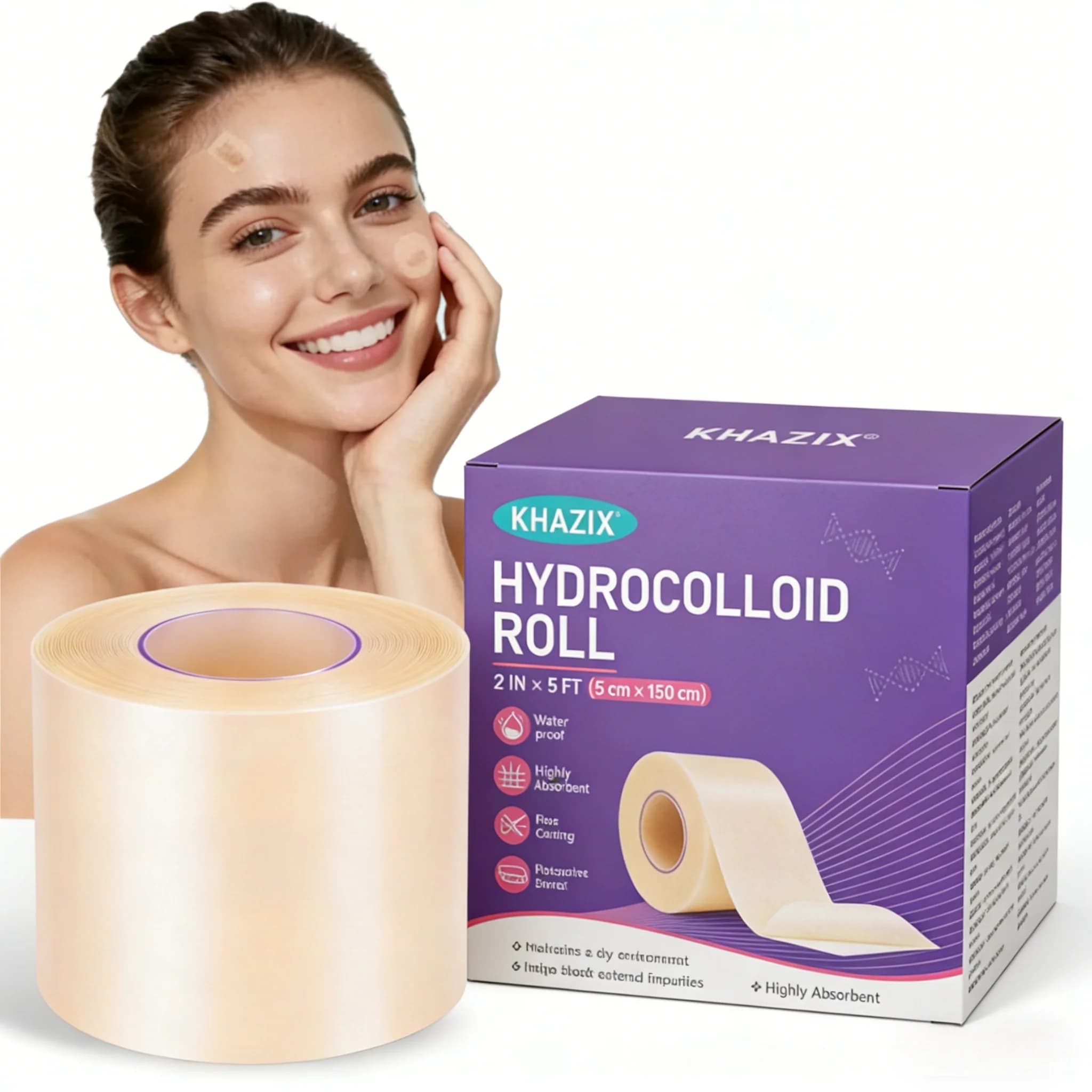 1 Roll of Hydrocolloid Wound Care Roll, Self-Adhesive Waterproof Absorbent Bandage for First Aid Use.