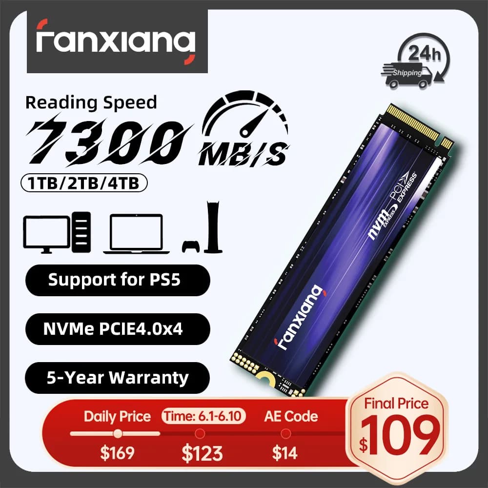 Fanxiang S880 M.2 SSD 1TB 2TB 4TB 7300MB/s PCIe4.0x4 M.2 NVMe SSD Drive 2280 Size Internal Solid State Drive for PS5 PC Laptop