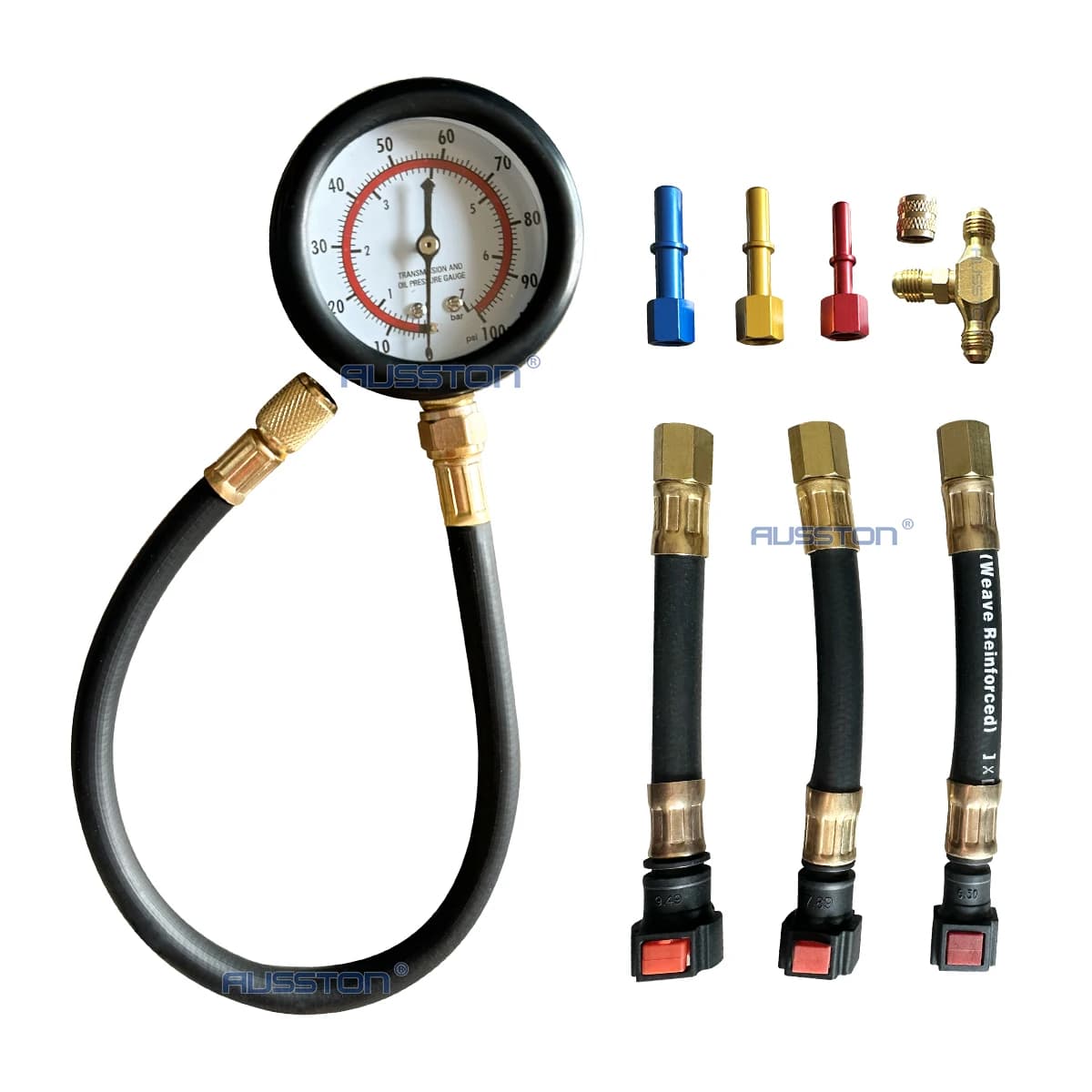 Kit di strumenti per tester di pressione del carburante con connessione rapida 0-100 PSI con tubo del carburante 9,49, 7,89, 6,30 adatto per altri motori camper per auto