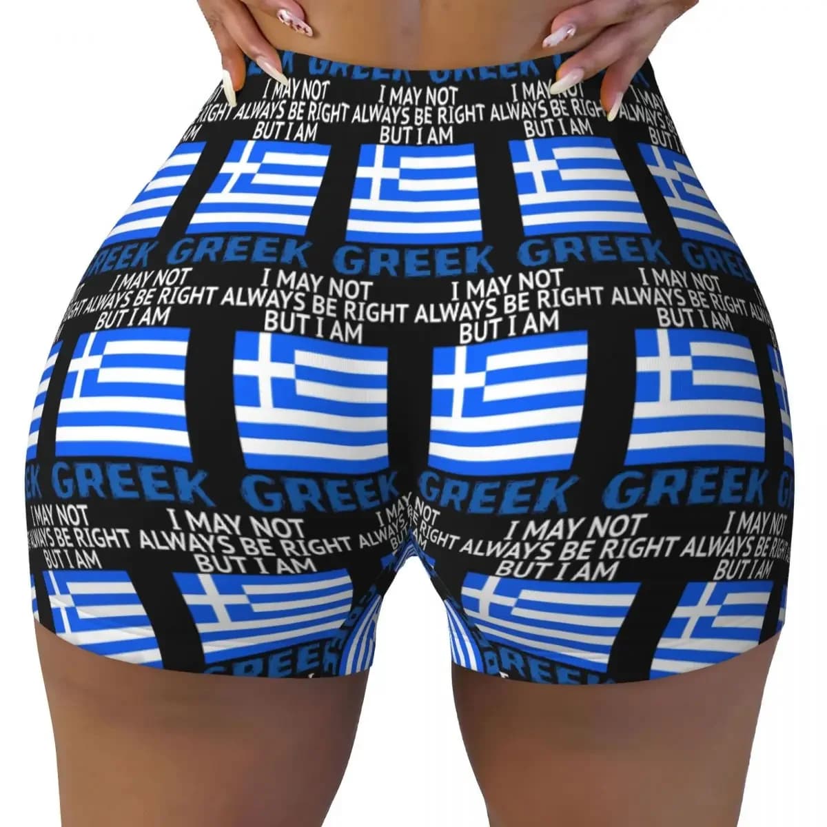 Custom Greece Greek Flag Yoga Shorts Women Gym Workout Running Athletic Volleyball Biker Shorts