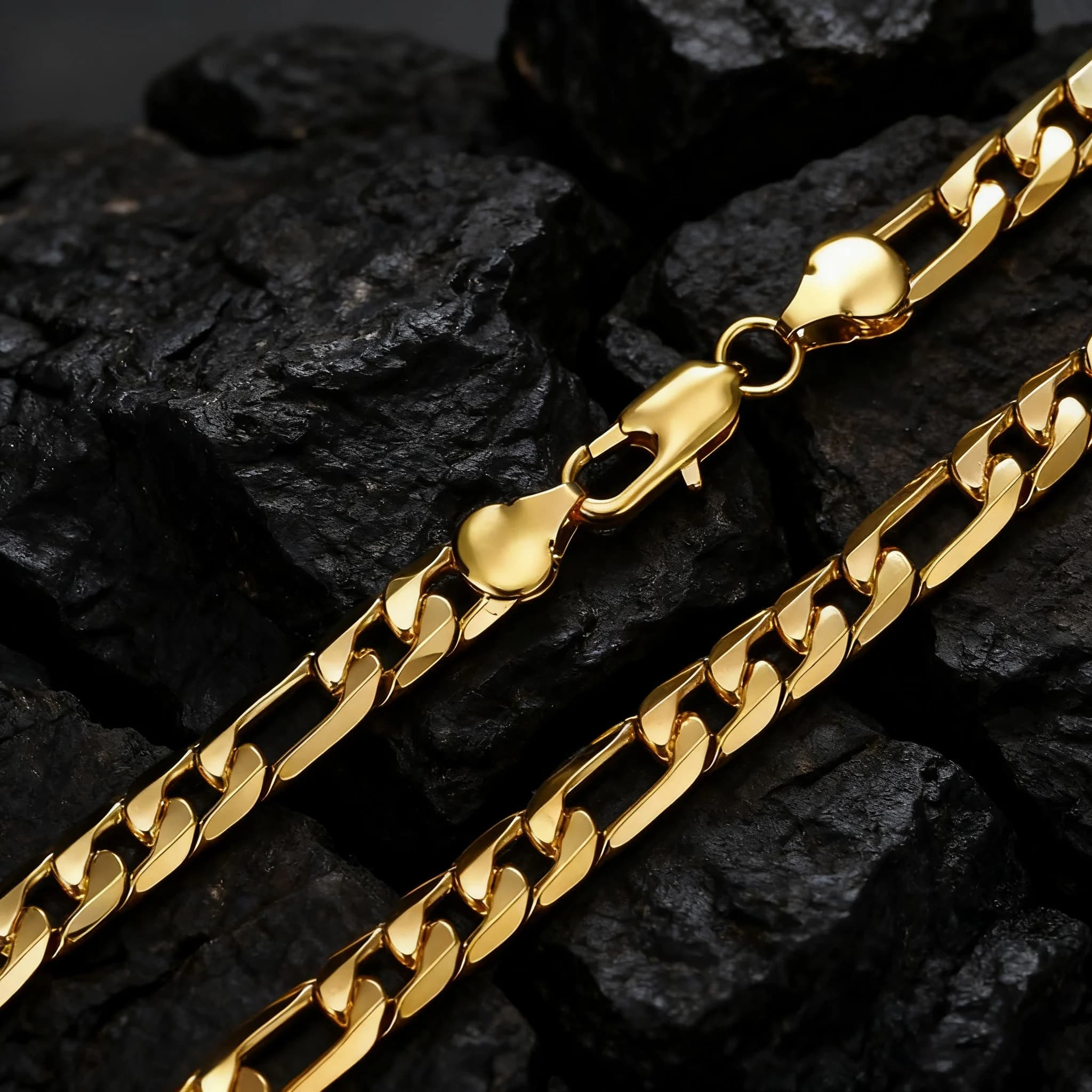 Classic Full-Side Figaro 3:1 Gold-Plated 4-8mm Flat Chain - Multi-size Bracelet/Necklace, Unisex Jewelry for Weddings & Parties
