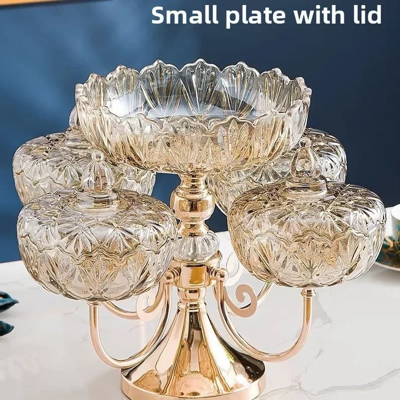 Nordic Glass Five Grid Fruit Platter Home Living Room Tea Table With Light Luxury Compartments lids Candy Tray Food Container G