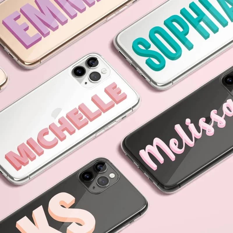 Custodia con nome trasparente con iniziali personalizzate per iPhone 17 16 15 14 13 12 11 Pro Max XR Custodia per iPhone Custodia morbida in TPU con lettere fai da te iPhone 16