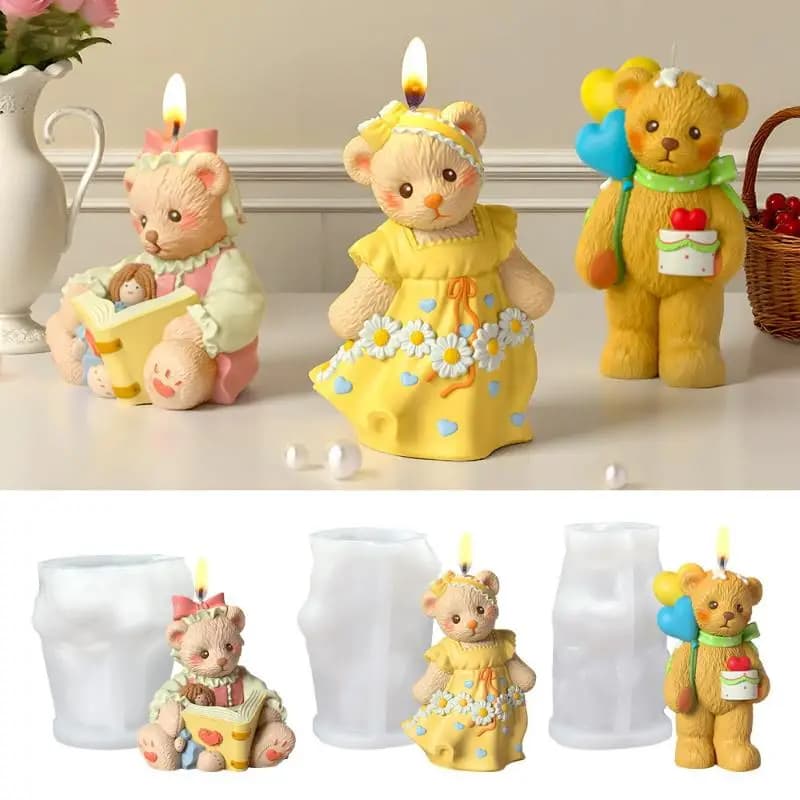 Stampo in resina 3D a forma di orsetto per candele, sapone, fondente, cioccolato, caramelle, decorazioni per torte, fai da te, artigianato, regali.