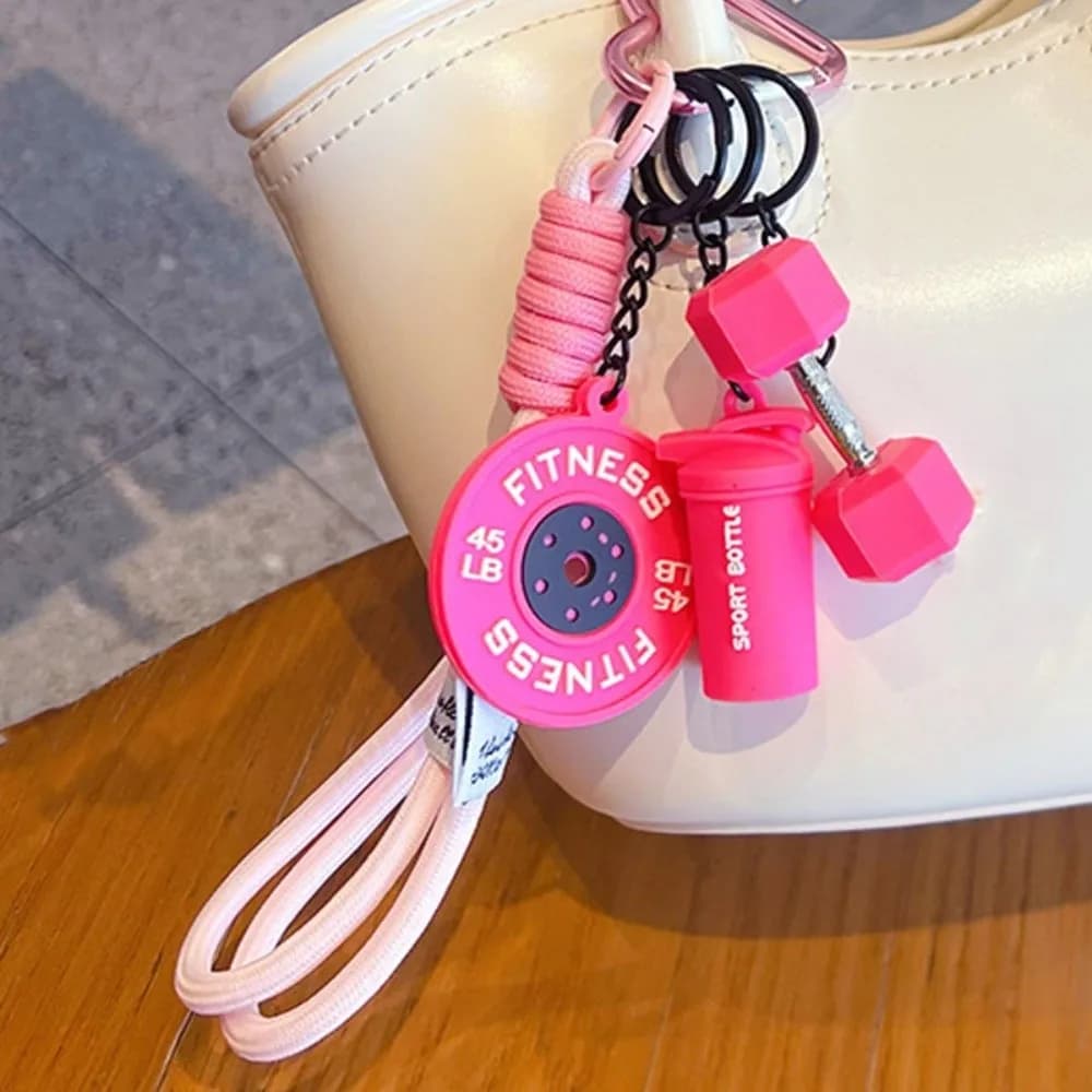 Keychain bag with pendant Kettle Bells Simulation Manubri Keyring pendant fashionable fitness series pendant