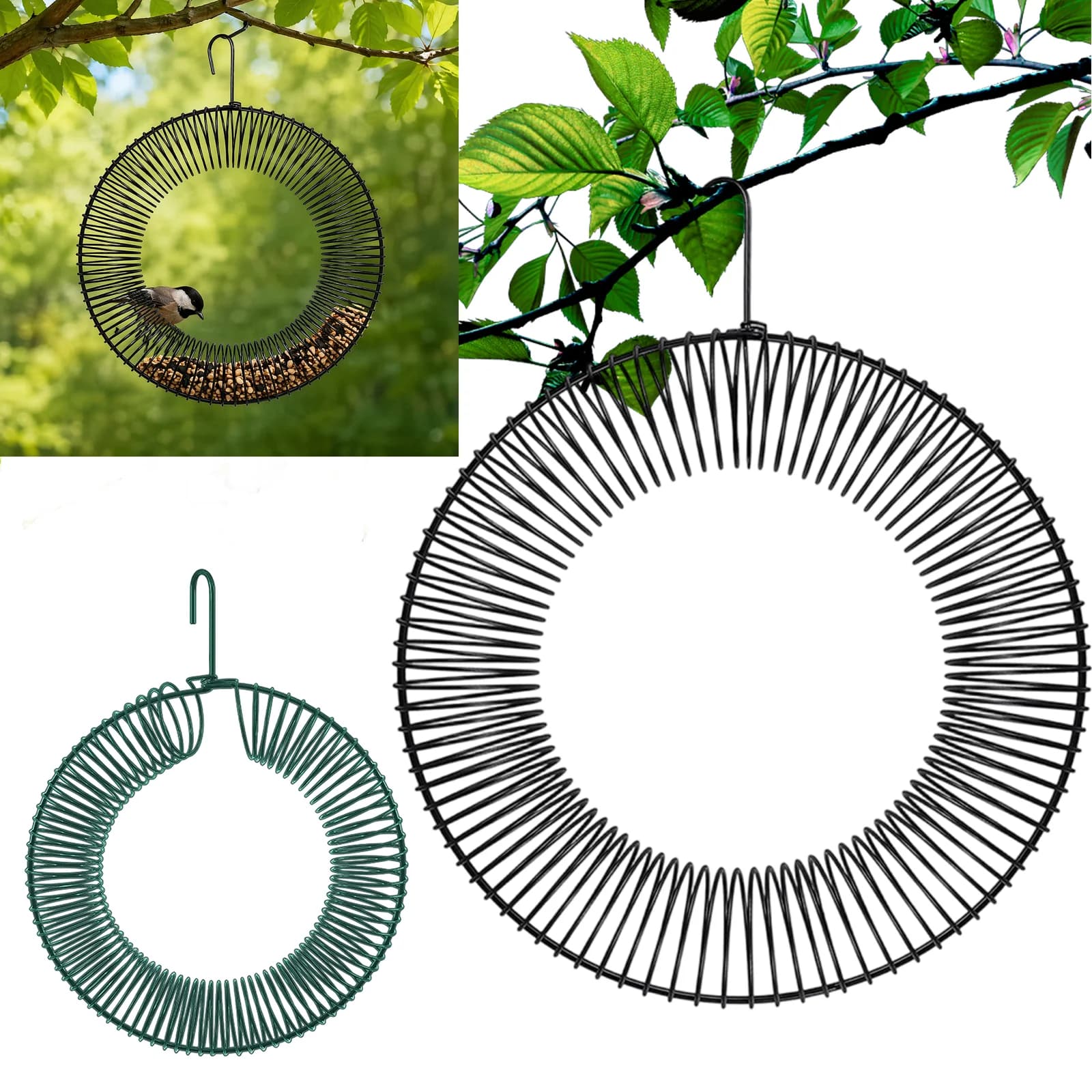 Carbon Steel Peanut Bird Feeder Peanut Ring Squirrels Food Container Songbird Food Holder for Garden Yard Outside Decoration