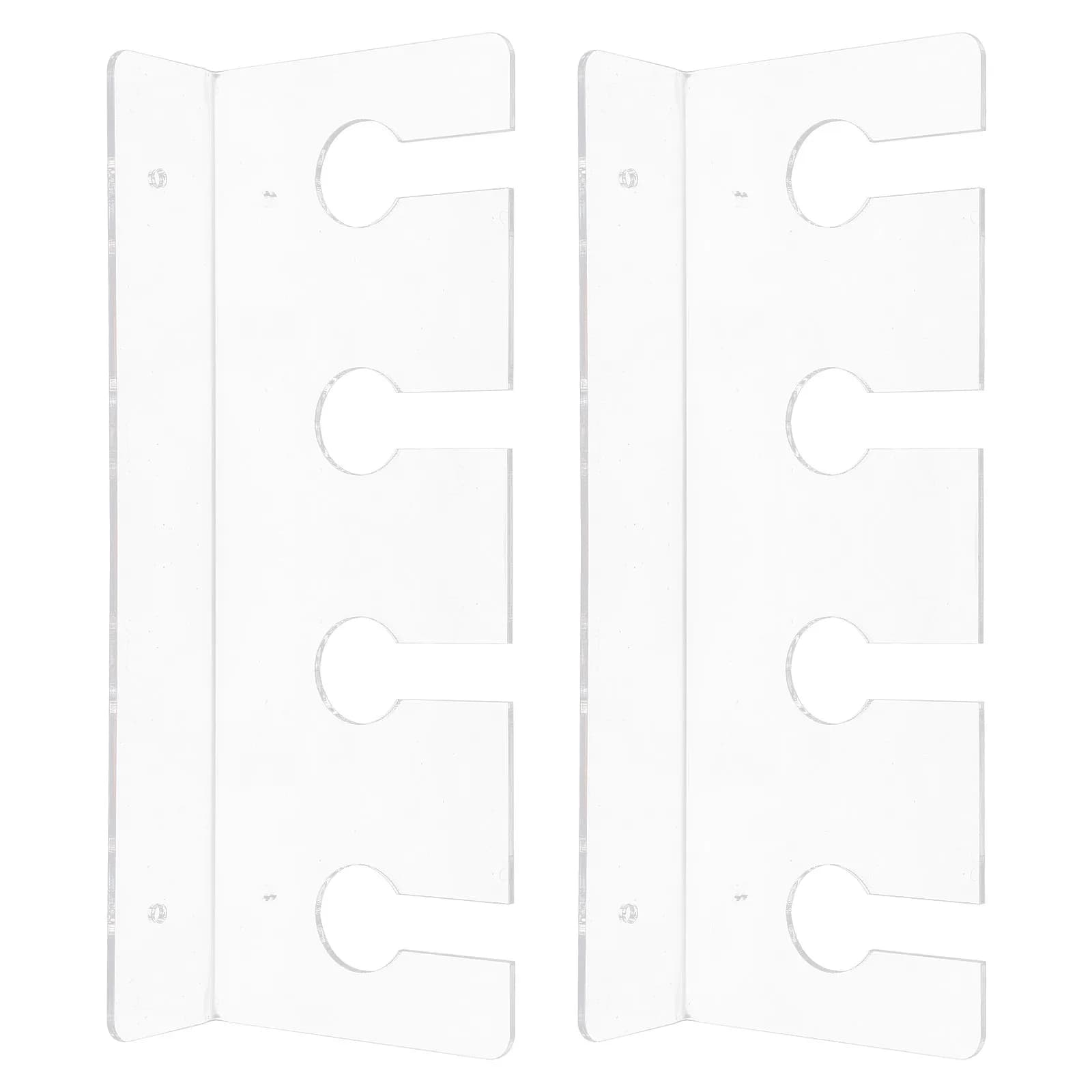 2Pcs Clear Acrylic Wine Glass Rack Under Cabinet Hanging Stemware Holder Space Saving Wine Glass Organizer for Kitchen Bar