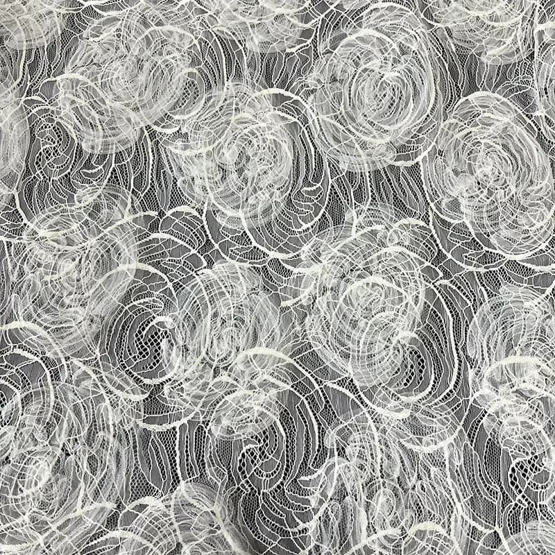 Elegante Tessuto in Pizzo a Rete con Rose per Abiti da Sposa, Veli e Decorazioni per la Casa, Larghezza 130 CM, 2 Colori