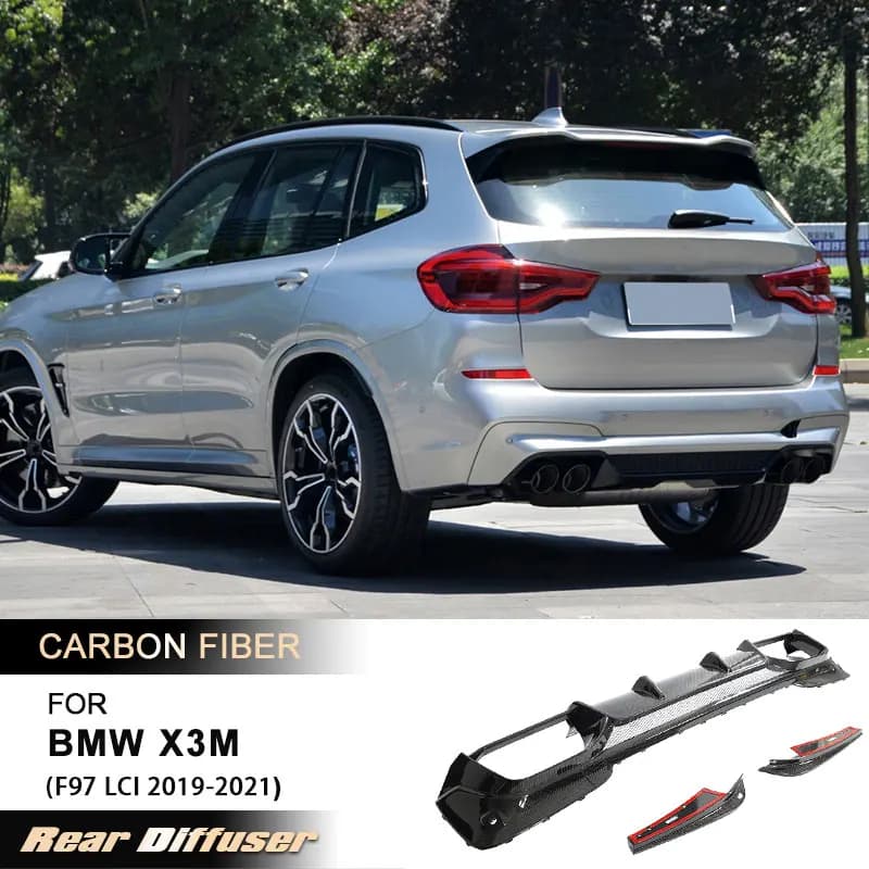 Auto Rear bumper Lip Spoiler for BMW X3M F97 LCI 2019-2021 Racing Apron Rear Lip With Splitter Body Kit Carbon Fiber