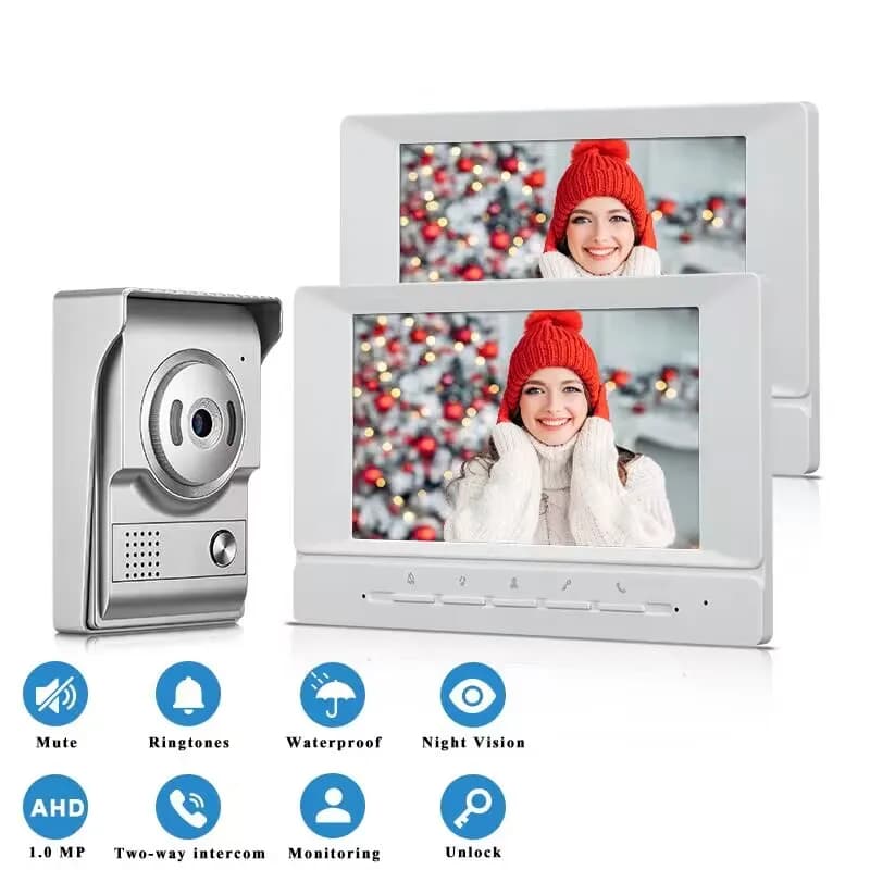 Videocitofono per appartamento domestico Supporto schermo da 7 pollici Monitor Sblocco videocitofono con telecamera Campanello per porta a 4 fili