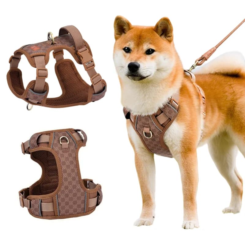 Pettorina Regolabile per Cani in Pelle, Riflettente, per Chihuahua, Bulldog Francese, Corgi, Accessori per Cani da Esterno