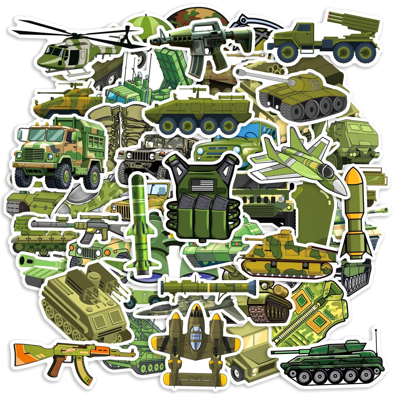 50/100 Mymetic Wall decals Militari for Carri Armati enthusiasts, Missili and Helicopters, for Casco, Auto, Skateboard, Documentaries, Telephone, Valigia