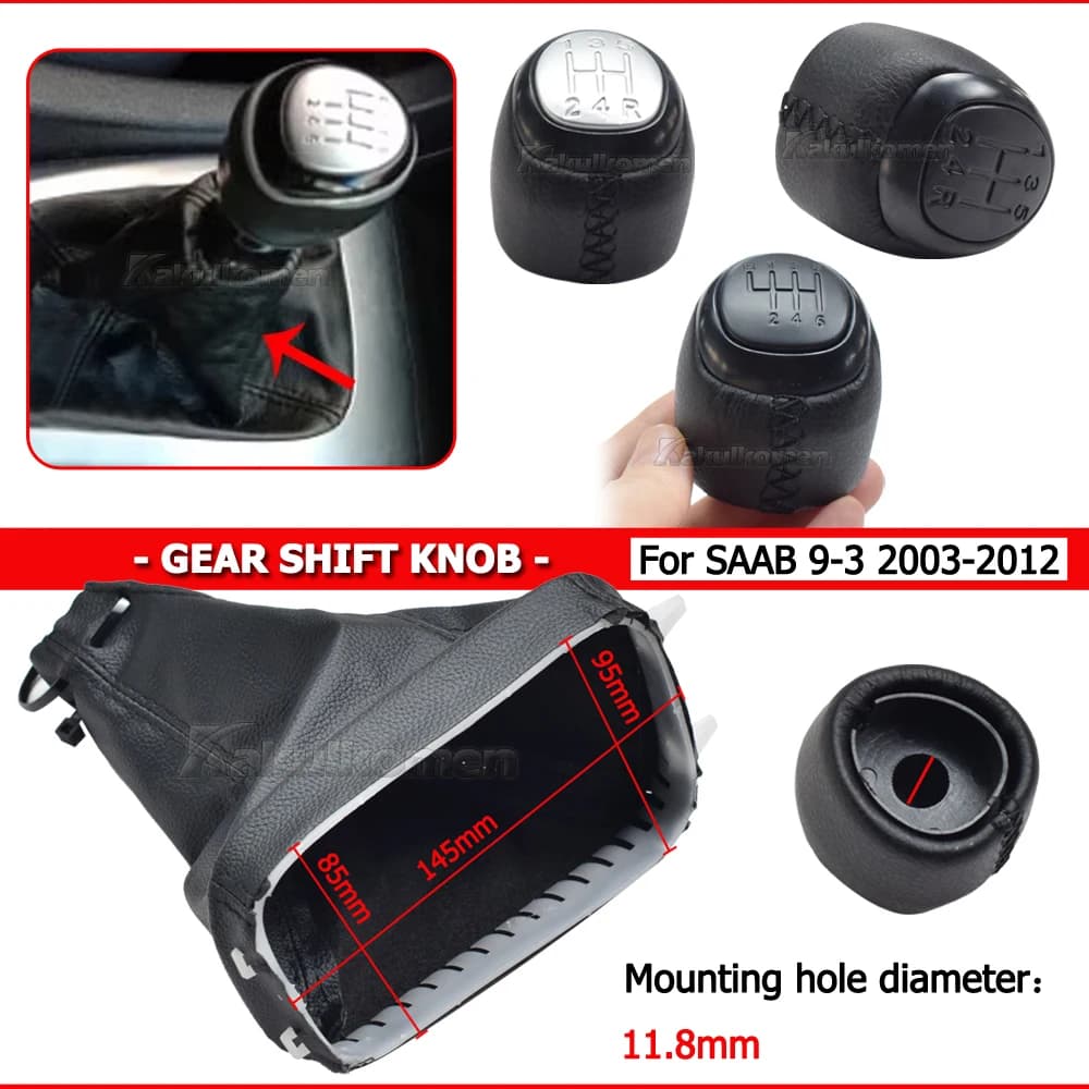 New Gear Shifter Knob With Leather Gaiter Boot Case Collar 5/6 Speed For SAAB 93 9-3 SS 2003-2012 55566207 55353898 Car Styling