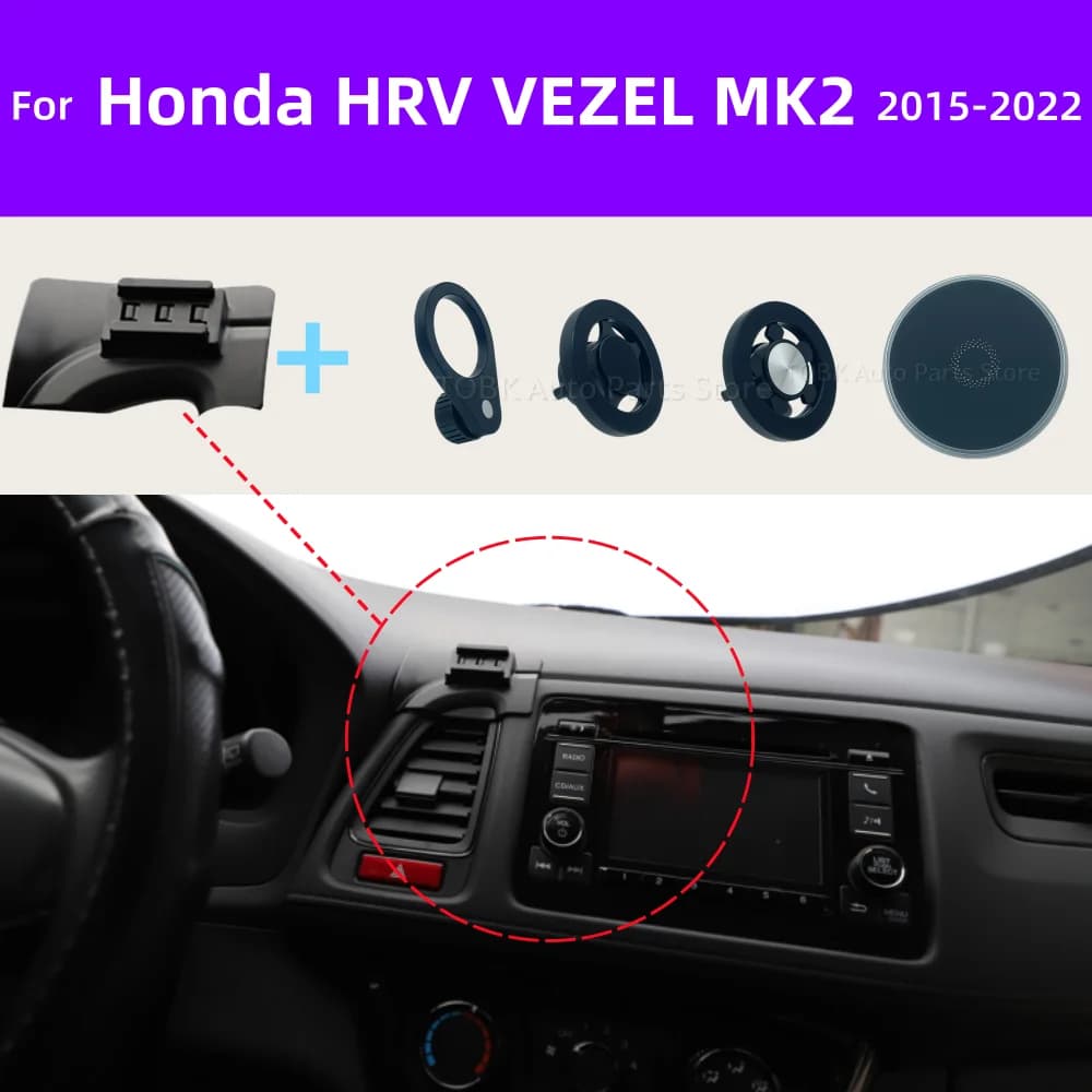 Magnetic Stand Phone Holder for Honda HRV VEZEL MK2 2015-2022 2020 Car MagSafe Mount Wireless Charging Base Interior Accessory