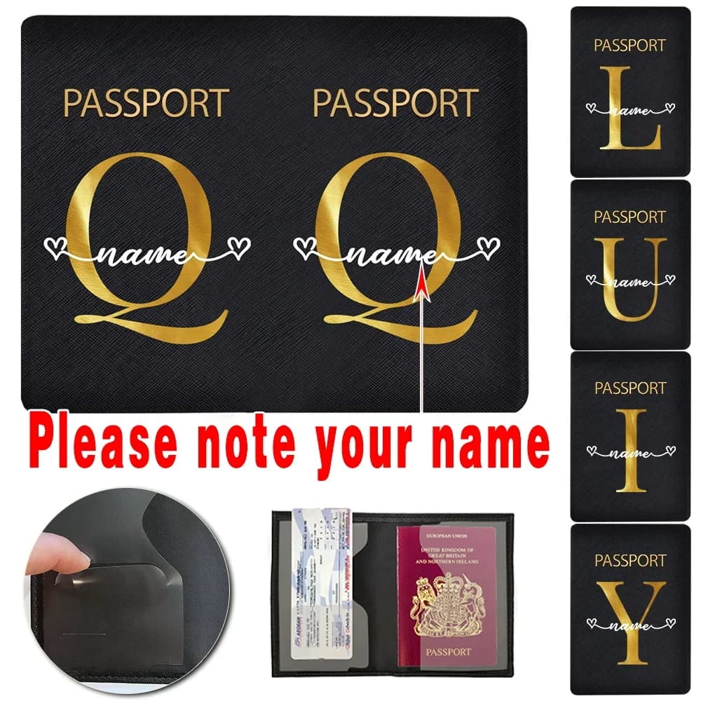 Nome personalizzato Custodia per passaporto Custodia per passaporto da viaggio per matrimonio Porta regalo di nozze di moda Custodia da viaggio in pelle PU per affari
