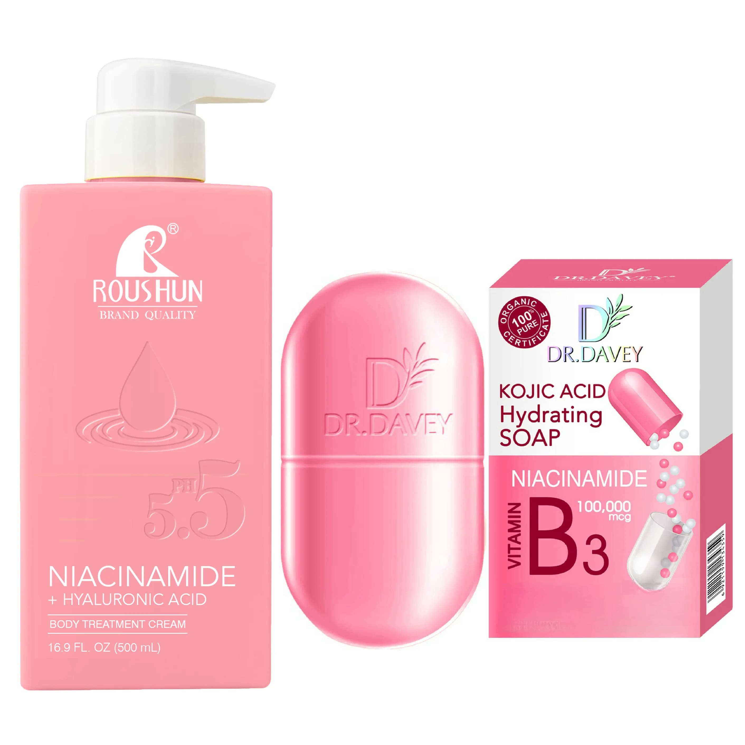 2PCS NIACINAMIDE HYALURONIC ACID Body Lotion+VITAMIN B3 soap Clean and beautiful skin care, leaving a refreshing and non greasy fragrance, moisturizing the whole body, men's and women's four seasons body lotion, bath soap